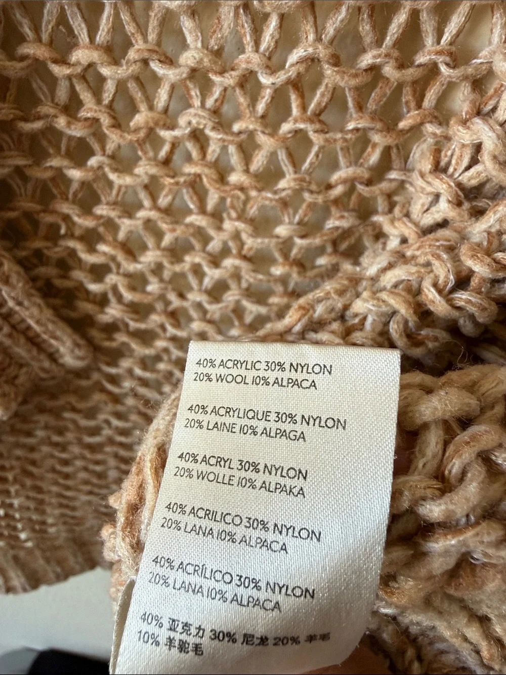 Free People Beige Crochet Knit Bell Sleeve Cardigan